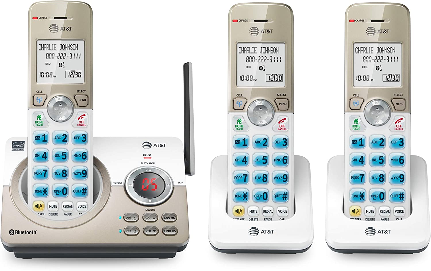 AT T DL72319 DECT 6.0 Tel fono inal mbrico de 3 auriculares para