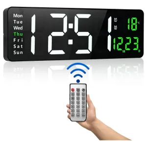 Reloj Digital De Pared Led 13", c/ control remoto
