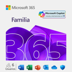 Microsoft 365 Familia, 5 Dispositivos, 6 Usuarios, Plurilingüe, 1 Año, Windows/Mac/Android/iOS ― Producto Digital Descargable