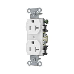 Contacto Dúplex 20 A, 125 V, 2 Polos, 3 Hilos, Cableado Posterior y Lateral, Color Blanco (Nema 5-20R). 10awg