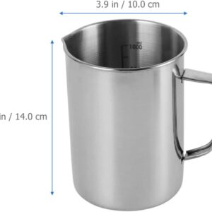 UKCOCO Taza medidora graduada acero inoxidable 1000ML, Resistente a corrosión - altas temperaturas