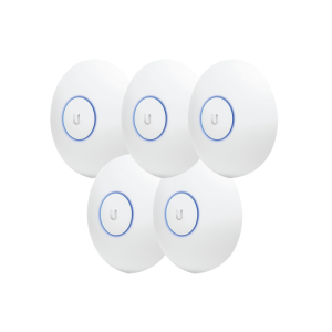 Paquete de 5 Access Point UniFi de largo alcance, Doble banda 802.11ac MIMO2X2 para interior, PoE 802.3af, soporta 250 clientes, hasta 867 Mbps, Los equipos no incluyen poe