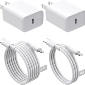 20W Cargador Tipo C Carga Rápida para iPhone 2 Pack con Cables de 1Mts y 2Mts