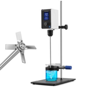 Crispaire - Mezclador eléctrico de laboratorio de 20 l Max con construcción duradera, 100-2000 RPM, mezclador digital LCD de laboratorio, 10.000 mPa·s, tiempo y velocidad ajustable, par mejorado