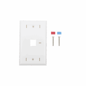 Placa de pared de 1 puerto, Keystone, con espacio para etiqueta, Color Blanco