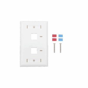 Placa de pared de 2 puertos, Keystone, con espacio para etiqueta, Color Blanco