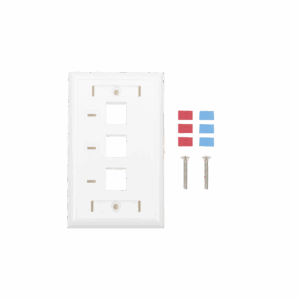 Placa de pared, de 3 puertos, Keystone, con espacio para etiqueta - Color Blanco