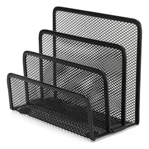 Organizador vertical para escritorio, 4 espacios, metal