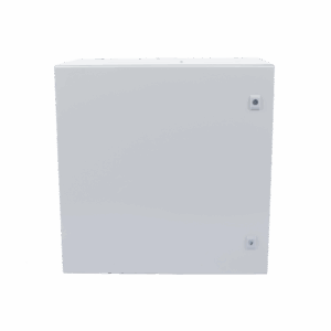 Gabinete de Acero IP66 Uso en Intemperie (600 x 600 x 300 mm) con Placa Trasera Interior Metálica y Compuerta Inferior Atornillable (Incluye Chapa y Llave T).