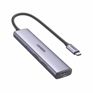 HUB USB-C (Docking Revodok) 5 en 1 | 1 USB-A 3.0 (5Gbps) | 2 USB-A 2.0 (5Gbps) | HDMI 2.0 4K@30Hz | USB-C PD Carga 100W | Cable Trenzado Duradero | Carcasa de Aluminio.
