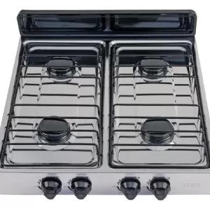 Parrilla de gas LP Foset 4 quemadores con encendido manual, acero inoxidable y válvula de seguridad – Ideal para hogar o comercio Modelo PAGA-4X Color Gris