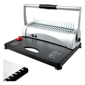 KISHNELL Engargoladora Encuadernadora 450 Hojas Arillos Plastico, 21 Orificios Rectangulares, Perfora y encuaderna de forma manual