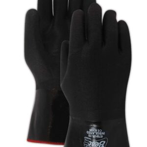BEST Guantes de neopreno de algodón c/revestimiento completo, aislamiento de espuma de triple capa, resistente a los químicos, guante de 30 cm, talla grande, color negro, paquete de 12 pares