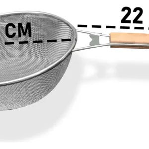 Colador mango acero madera, Malla Metalica Grande 24cm