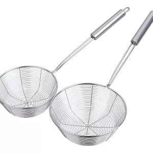 Colador De Acero Inoxidable, reforzado, 45 cm de largo y diámetro de 19.5