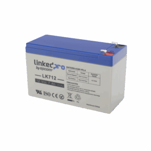 Linkedpro Batería 12 V, 7 Ah, UL, Tecnología AGM, Vida útil promedio 5 años, Uso en equipo electrónico (Alarmas de Intrusión / Incendio / Control de acceso / Video Vigilancia), Terminales F1 ( Incluye adaptador F2 )