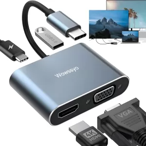 Adaptador Usb C A Hdmi Vga Usb3.0 4k 4 En 1
