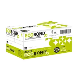 ECOBOND Caja De Papel Bond Ecologico Blanco, 95 De Blancura, Carta, 10 Paquetes Con 500 Hojas 70 Gr