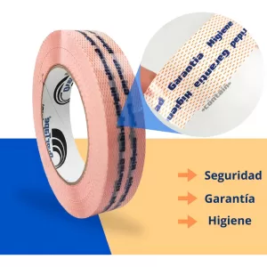 Cinta adhesiva leyenda "Seguridad Higiene Garantia", 25 Mm X 100 Mt Blanco