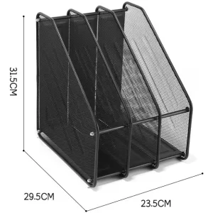 Organizador De Archivos Metálico En Color Negro, 3 Compartimentos