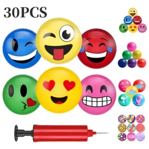 30 Pelotas Plástico Saltarina Para Inflar 22cm Con Inflador