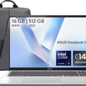 ASUS Vivobook 16 Intel Ultra 5 Serie 225H, 14 Nucleos/AI Boost NPU 13TOPS/16 GB RAM/512 GN SSD/Cargador 65W USB-C/Teclado en español