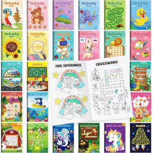 BenLouis 24 piezas de libros de actividades mini para niños de 4-8-12 años pequeños, libros de actividades en paquete para regalos de fiesta, laberintos de colorear y más para...