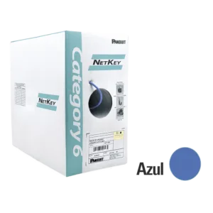 Bobina de Cable UTP 305 Metros (1000 Pies) de Cobre, NetKey, Azul, Categoría 6 (24 AWG), 1000Mbps, Riser (CMR), de 4 Pares