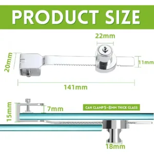 6 Pcs Cerradura O Chapa Para Vitrina Deslizable, 20*141*11*22 mm