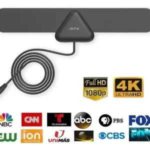 Antena TV Digital Interna de 50 km con Cable de 1.5 m