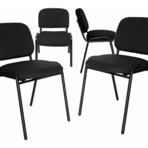 Juego 4 Sillas Visita Reforzada Oficina Iglesia Maas Muebles Color Negro Material Del Tapizado Tela