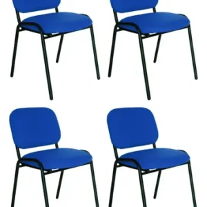 Sillas de Oficina Visita Tapizadas Offiho Azul Pack 4 Estructura Acero